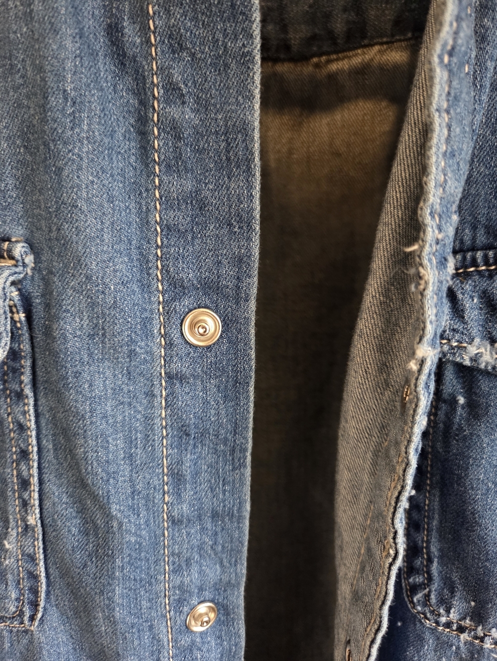Zara Blue Denim Button-Down Shirt - Picture 4 of 15